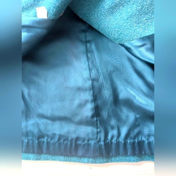 L' authentique Alpacama Royal Button Down Wool Long Green/Teal Coat. - Picture 3 of 7